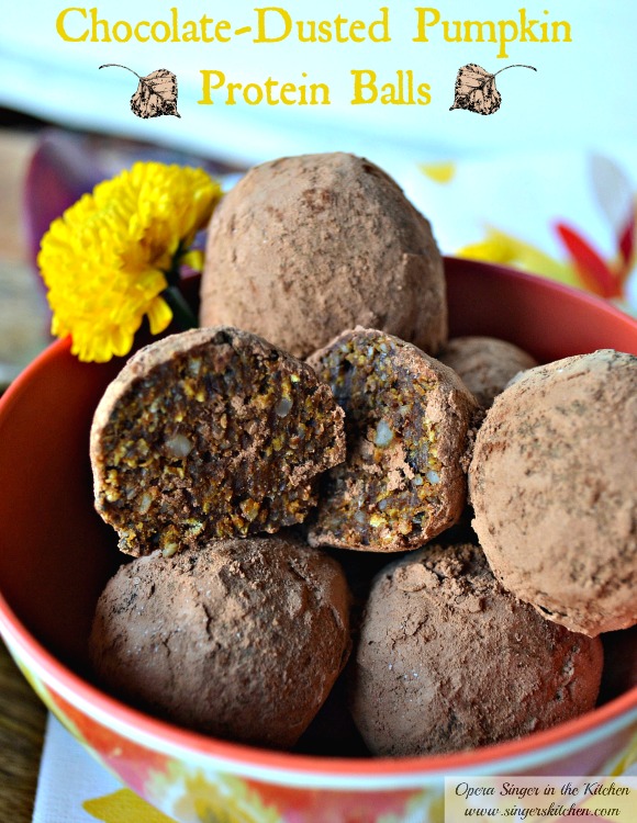 Chocolate-Dusted Pumpkin Protein Balls #pmedia #PureViaSweet
