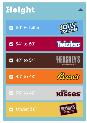 Hersheypark height measurements