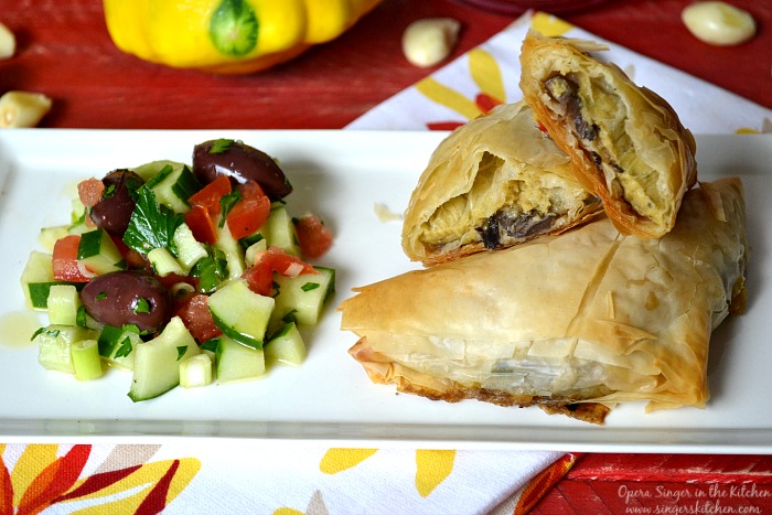 Summer Vegetable and Basil Hummus Phyllo Pockets