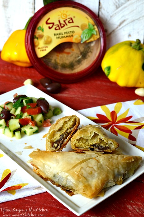 Summer Vegetable and Basil Hummus Phyllo Pockets