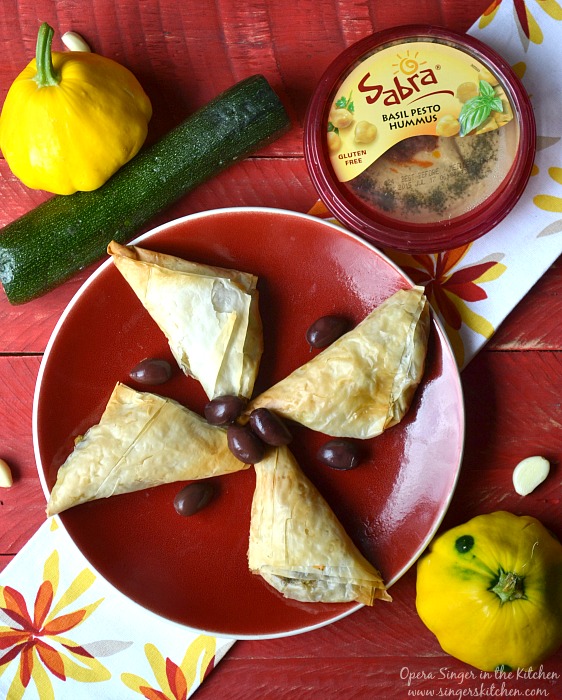 Summer Vegetable and Basil Hummus Phyllo Pockets