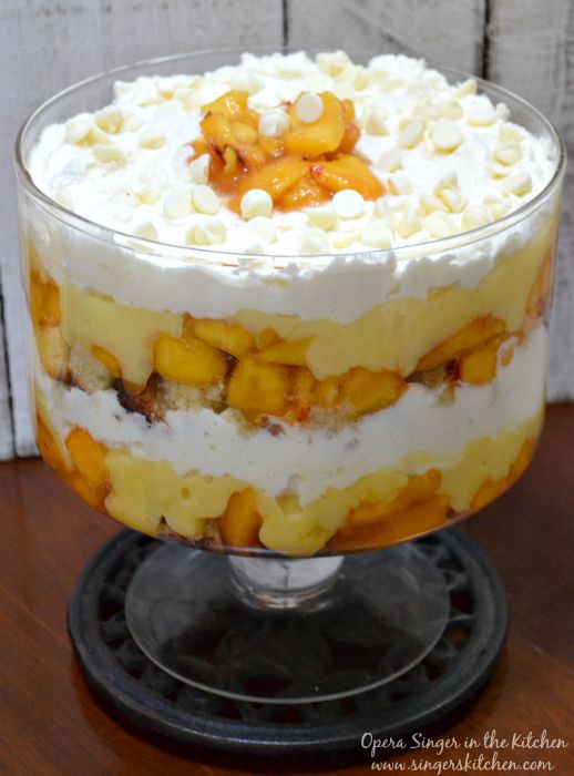 Peaches and White Chocolate Cream Trifle