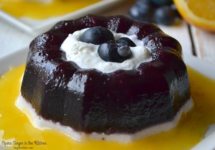 Mini Berry and Red Wine Panna Cotta Jello with Orange Sauce - 1