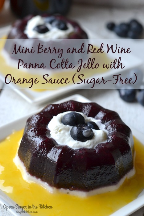 Mini Berry and Red Wine Panna Cotta Jello with Orange Sauce