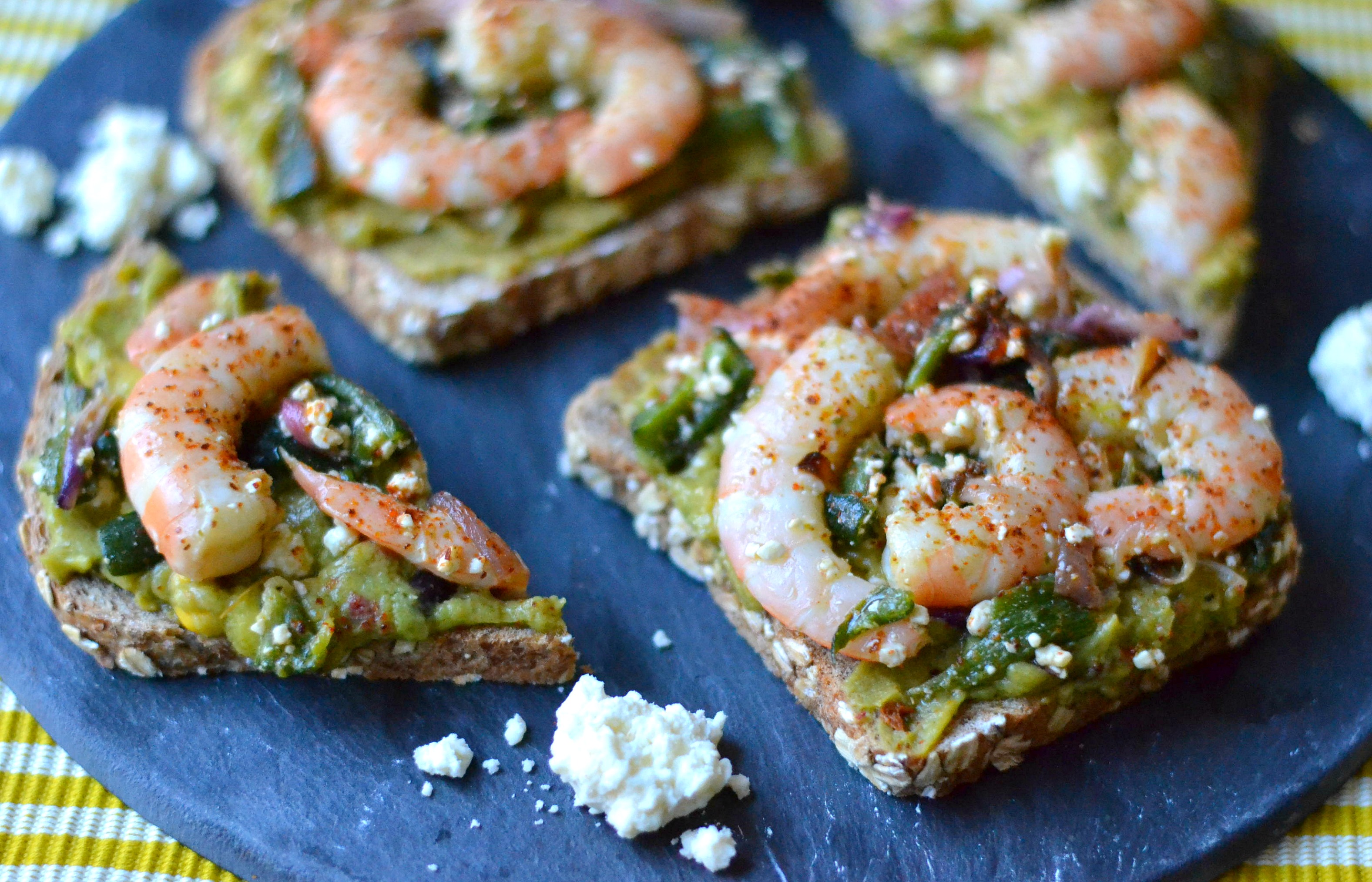 Tex-Mex Shrimp and Guacamole Toast