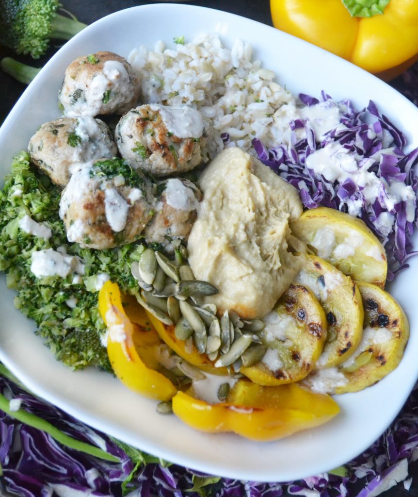 Savory Chicken Kebab Veggie Bowl with Sabra 5