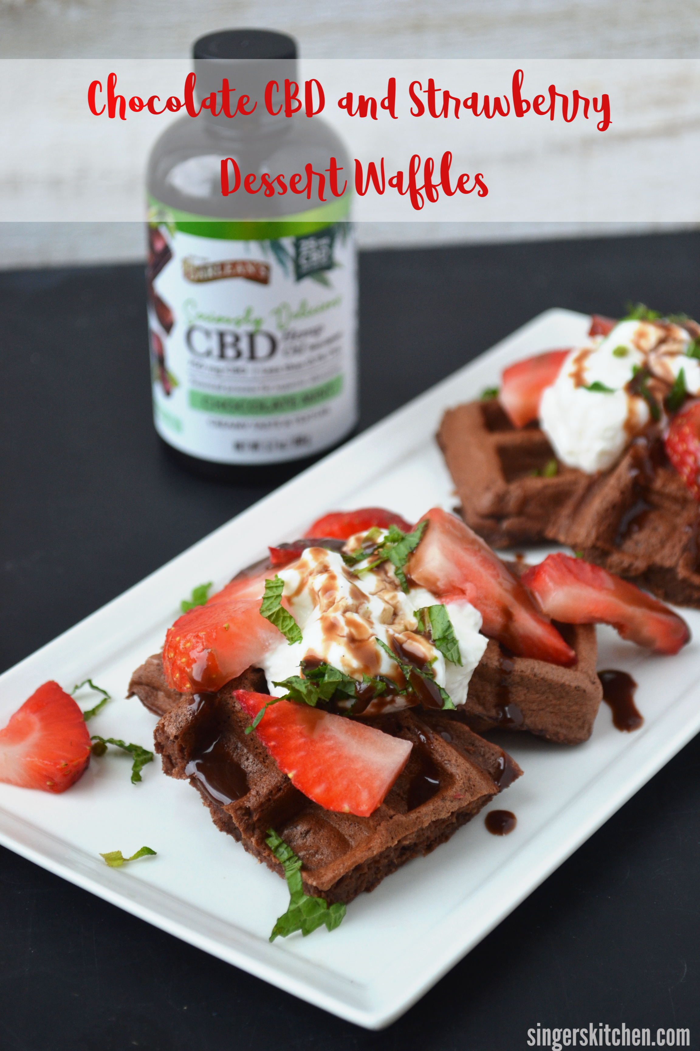 Chocolate CBD and Strawberry Dessert Waffles - Barleans hero