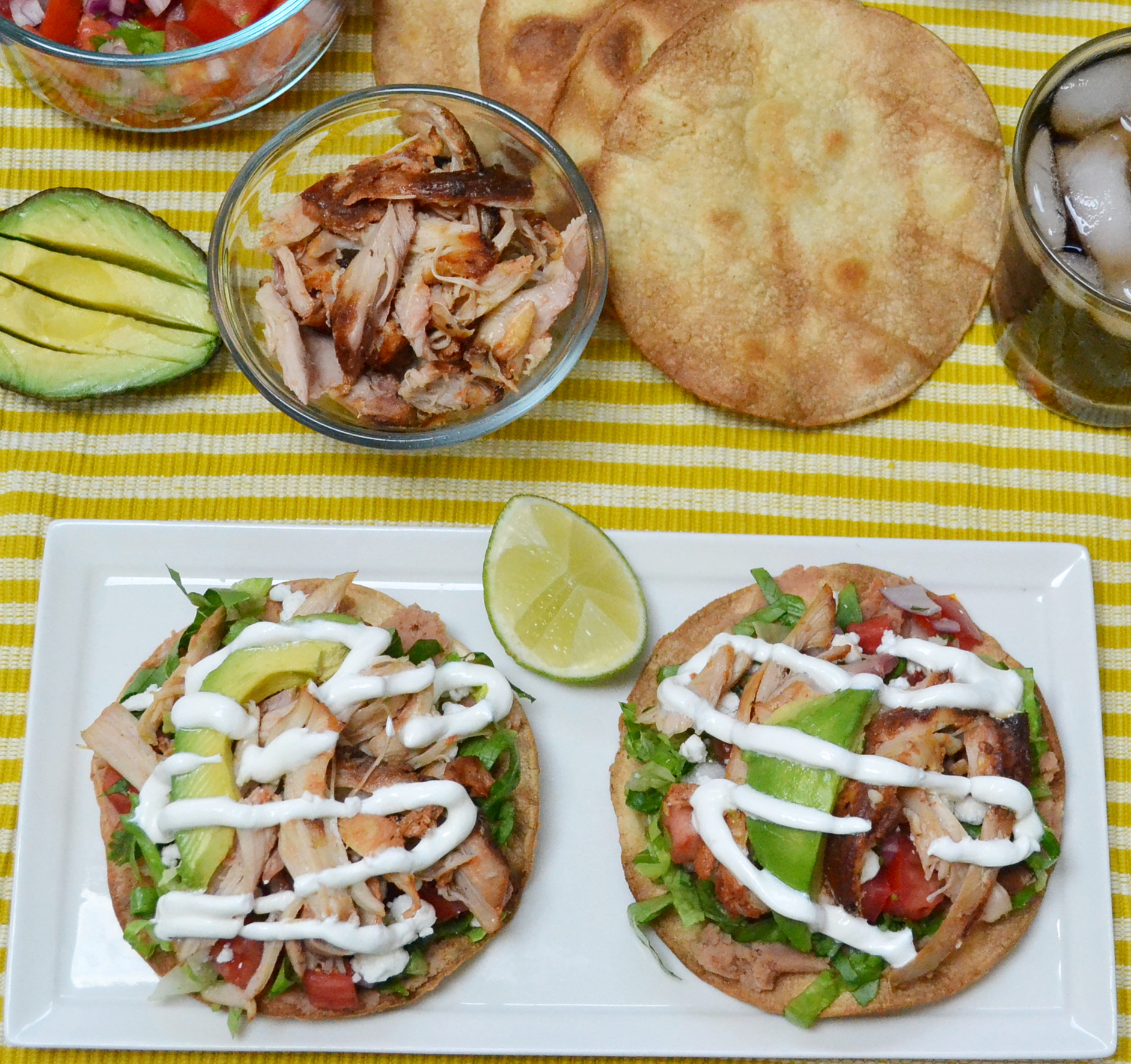 Pollo Ranchero Tostadas -flatlay