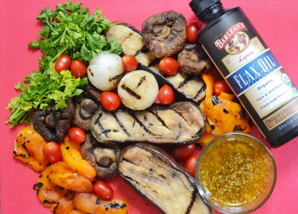 Grilled Veggie Salad with Tangy Flax Vinaigrette - ingredients