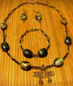 Green Turquoise, green pearl, and citrine ensemble