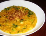 Red-Split Lentil Stew with Fried Onions