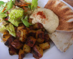 Mediterranean Feast: Hummus, Bulghur Salad, and Roasted Dijon Potatoes