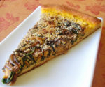 Caramelized Red Onion, Spinach, and Pumpkin Hummus Pizza on Rosemary Crust