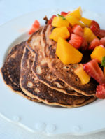 Mango Spelt Pancakes with Mango-Strawberry Salsa / Peeled Snacks Review and Giveaway