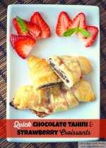 Quick Chocolate Tahini and Strawberry Croissants