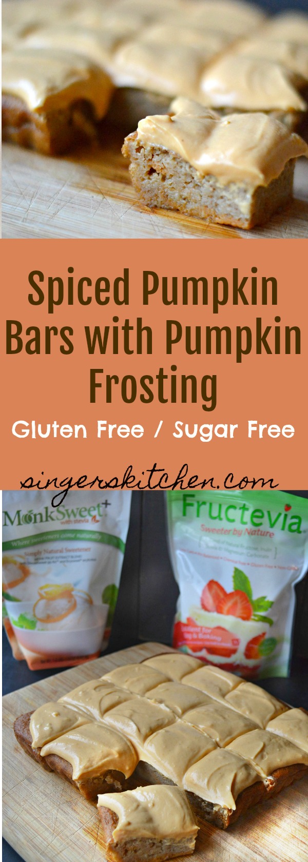 Spiced Pumpkin Bars with Pumpkin Frosting {Gluten-Free, Sugar-Free ...