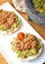 Spicy Snack Hour | Tapatío Tuna and Guacamole Rice Cake Stacks
